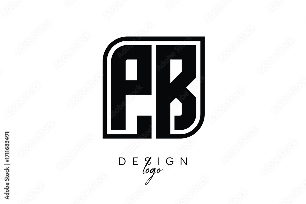 Fototapeta premium PB Block Monogram Logo – Bold Geometric Lettermark in Rectangular Style for Modern Branding & Identity