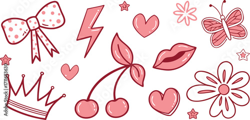 Romantic seamless floral pattern with pink and red hearts for Valentine's Day decoration