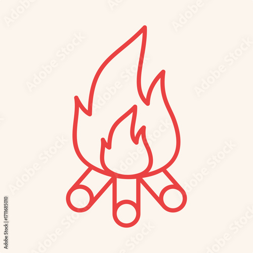 Campfire symbol artwork trendy useful vector Illustration design knockout colorful background