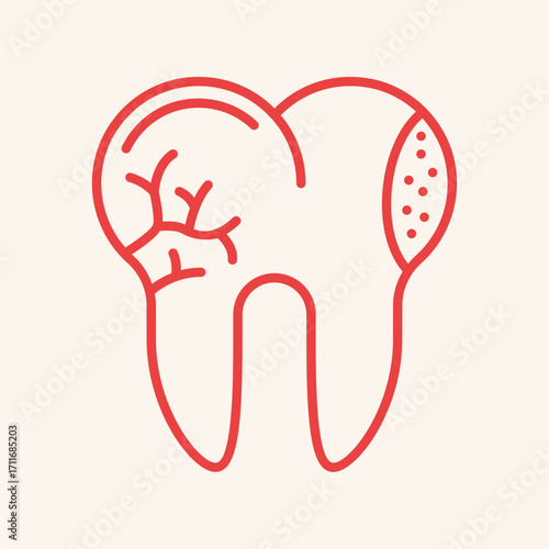 Broken tooth symbol artwork trendy useful vector Illustration design knockout colorful background
