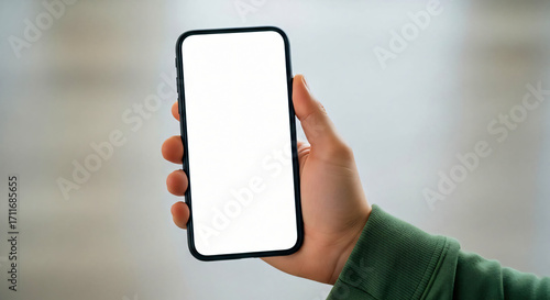 Wallpaper Mural Hand Holding Smartphone with Blank White Screen Torontodigital.ca