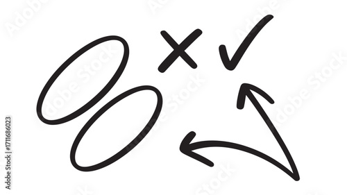 Hand-drawn arrows and circles indicating choices options or decision-making process representing guidance direction and selection