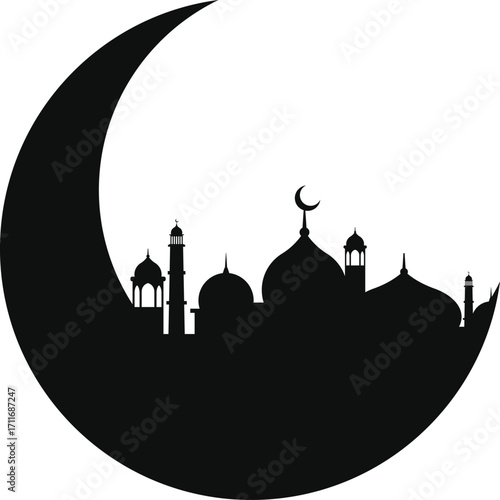 Traditional Muharram Islamic New Year Moon Vector Design