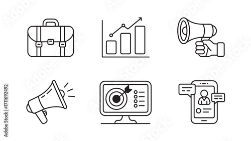 Hand holding megaphone announcing marketing strategy digital marketing business growth