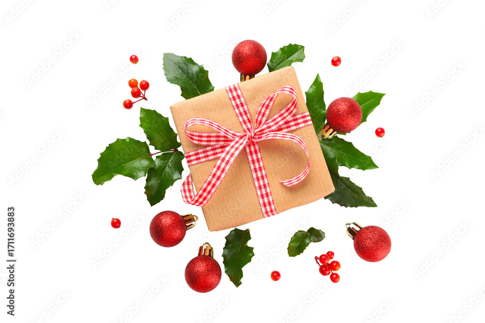 custom made wallpaper toronto digitalPresent decorated with a ribbon amidst festive foliage, on white, PNG