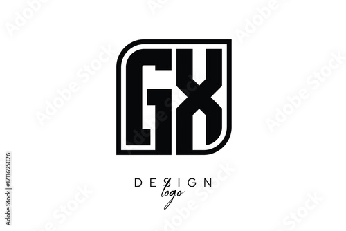 GX Block Monogram Logo – Bold Geometric Lettermark in Rectangular Style for Modern Branding & Identity