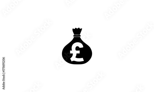 Simple graphic illustration of a classic money bag icon featuring a prominent currency symbol, representing finance, wealth, prosperity, savings, and economic growth concepts