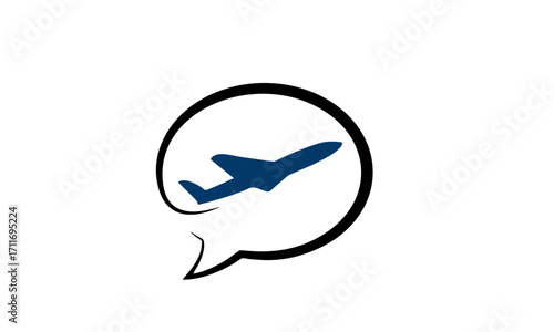 Travel Chat Bubble Airplane Icon for Flight Discussions and Trip Planning Online