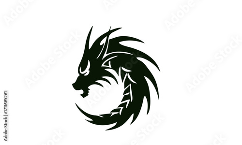 Intricate Dragon Silhouette A Bold Emblem of Power and Mythic Essence for Branding