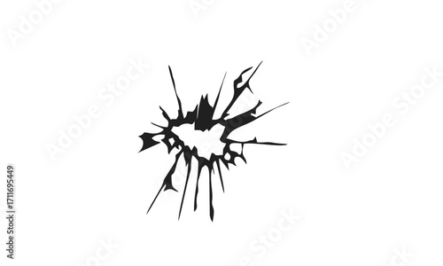 Shattered Glass Icon A Symbol of Damage, Destruction, and Broken Concepts, Isolated on White