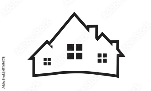 Real Estate Logo Design with Houses and Windows