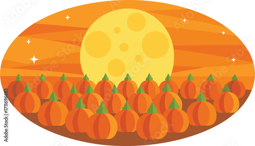 Autumn Pumpkin Harvest Under Moon