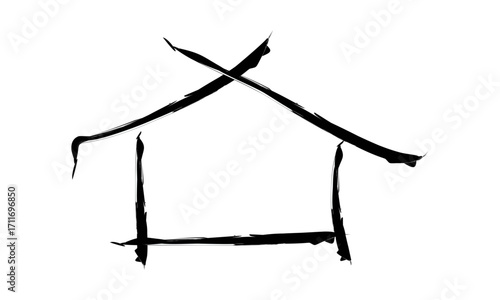 Abstract chaotic black lines create a complex, energetic, and dynamic pattern on a white background, representing disorder and artistic expression