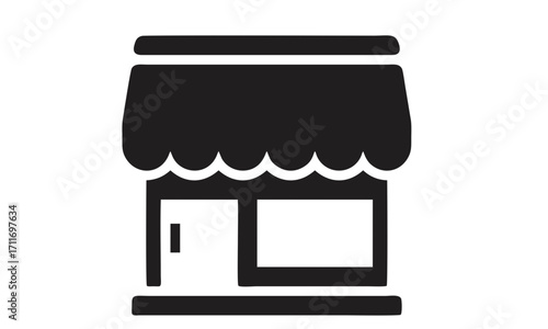 Shopfront Icon A Simple Black and White Silhouette for Retail and Commercial Design