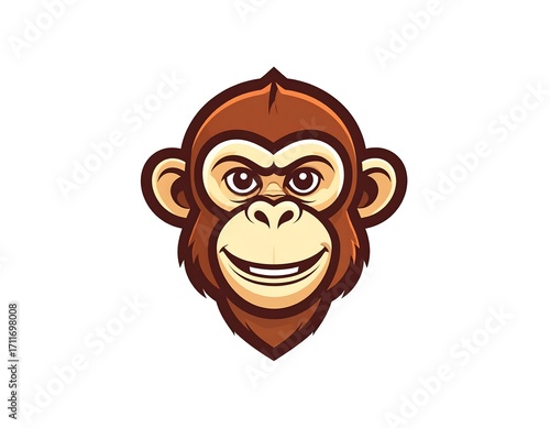 Cartoon chimp head, happy expression