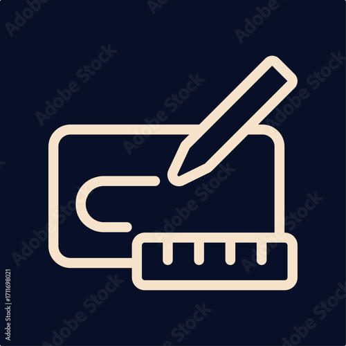 Ruler and pencil creative symbol artwork trendy useful vector Illustration design gorgeous colorful background