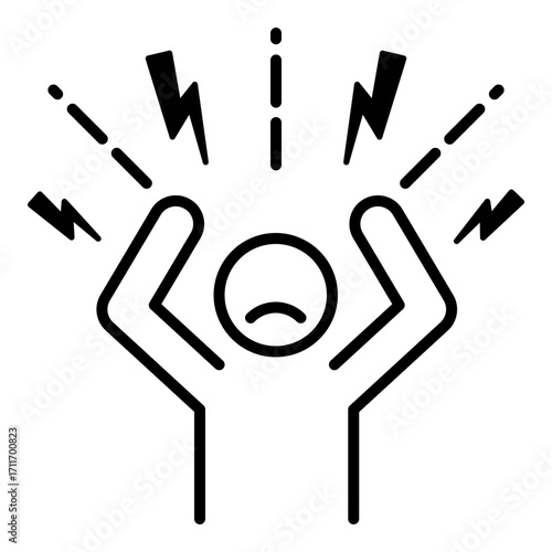 Conceptual icon of a stressed and overwhelmed person. Symbolizes anxiety, overthinking, and emotional pressure.