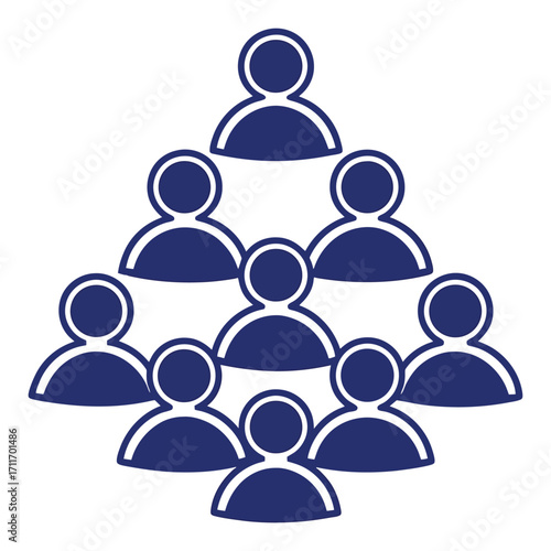 Teamwork organization chart icons representing stakeholders and hierarchy icon