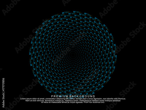 Music poster design background. Electro Sound Cover Template with dynamic abstract gradient circular geometric line shapes for t-shirt screen printing, technology, digital, party, festival and club.	