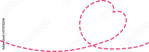 手書きの長い線のくるんとしたハートのイラスト素材