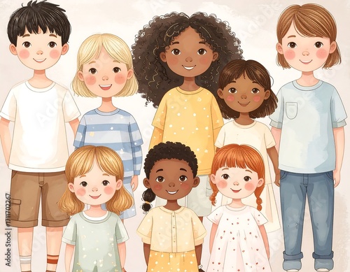 Diverse children posing together