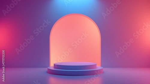 Fototapeta Naklejka Na Ścianę i Meble -  Abstract background with podiums and arch wall