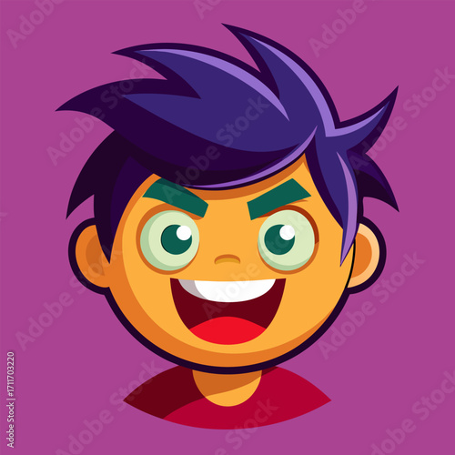 A fun and friendly cartoon face with a prominent mustache and wide, expressive eyes. This character radiates happiness and amusement, perfect for conveying positive emotions and lighthearted themes.