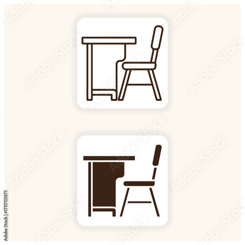 School Desk and Chair Study Icon