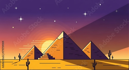 Egypt Pyramids Sunset.