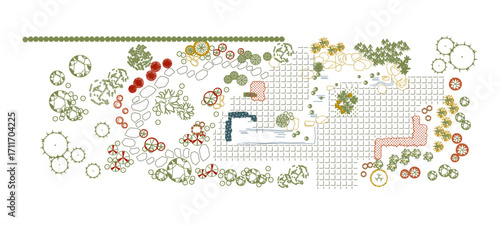 front View Vector Icons of Trees and Plants for Floor Plan and Architectural Design Projects	