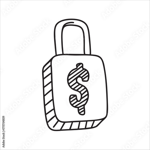 hand drawn doodle money security illustration