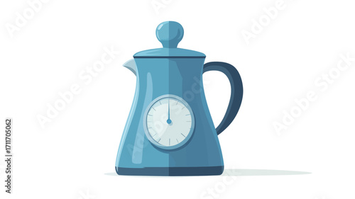 A digital illustration of a light blue electric kettle with a circular timer displayed on its body. The kettle is depicted in a simple, cartoon-like style against a white background. 