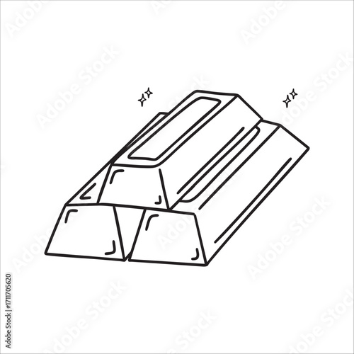 hand drawn doodle gold bar illustration