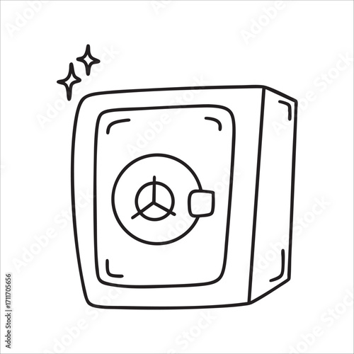 hand drawn doodle money safe illustration