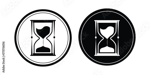Set of colorful hourglasses vector icons. Sandglass timer symbol for passage of time, deadline, and countdown. Simple flat cartoon illustration of sand clock collection