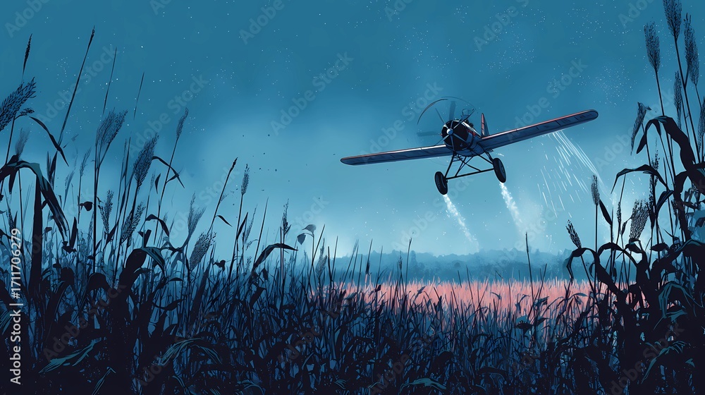 Fototapeta premium Agrodron performing autonomous flight above cultivated field, utilized for real-time mapping and precision crop treatment.