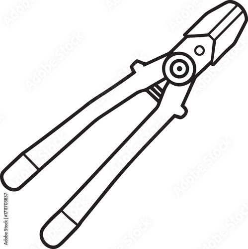 Simple line drawing of bolt cutters outline