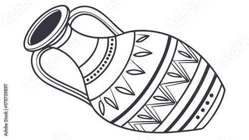 Decorative amphora vector illustration featuring ancient patterns and a classic vase shape design for artistic projects