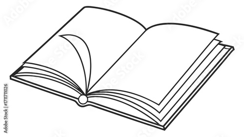 Open book illustration with blank pages showcasing a crisp outline and inviting a journey into knowledge and storytelling