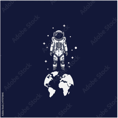 Astronaut standing on Earth in space.