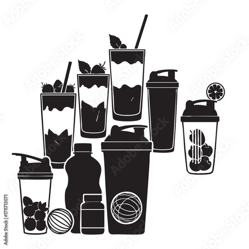 Tropical Smoothie & Fruit Shake Silhouettes
