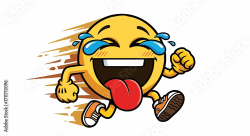 Running yellow emoji with tongue out