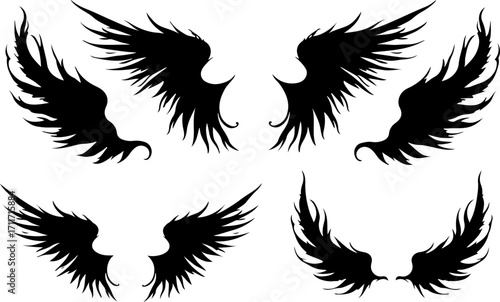 Tribal Wings SVG Bundle | Angel Wing Tattoo Design | Vector Cut File Set