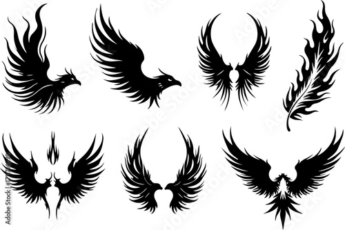 Tribal Wings SVG Bundle | Angel Wing Tattoo Design | Vector Cut File Set