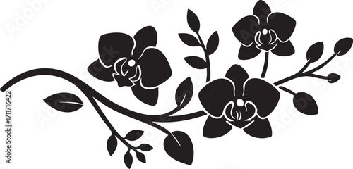 Black orchid flower vector: floral design element for crafts and decorations eps silhouette