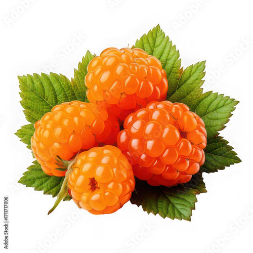 single illustration of cloudberries isolated on a transparent background.