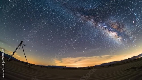 Majestic Milky Way Arch over Desert Landscape at Night