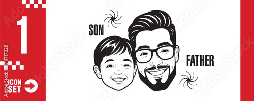 Illustration of a father and son, , showcasing a heartwarming bond the artwork captures the essence of family love and connection in a simple yet expressive design
