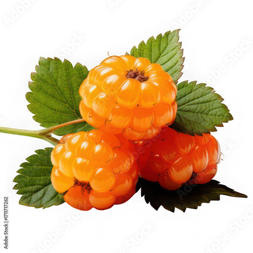 single illustration of cloudberries isolated on a transparent background.