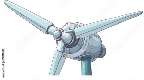 Close-up illustration of a small, three-bladed wind turbine. The illustration is rendered in a style that suggests a technical drawing or diagram.  The blades are light gray or silver